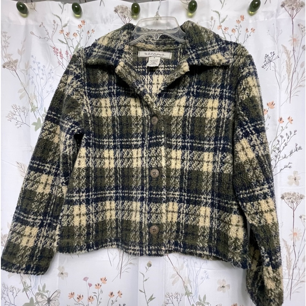 The B.C. Clothing Co Sherpa Plaid Outerwear Grunge Cabincore Jacket Size Small